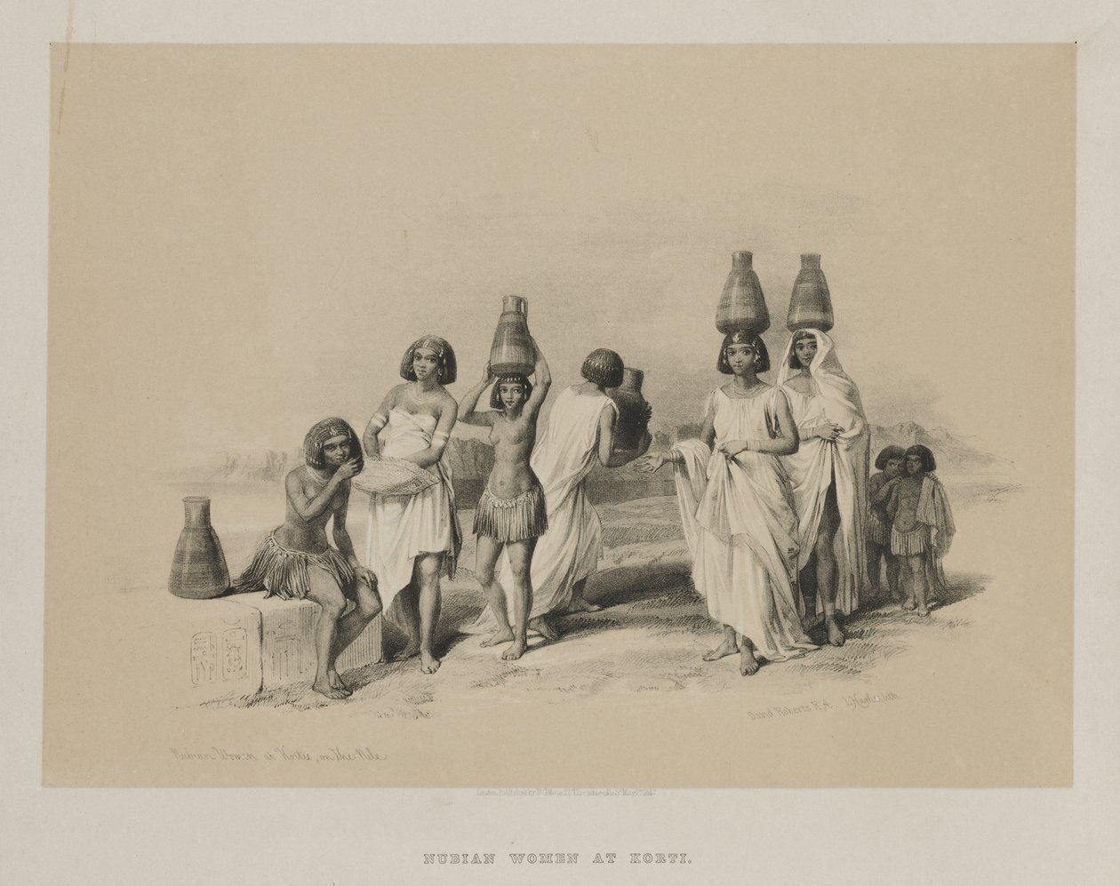 Egypt and Nubia, Volume I: Nubian Women at Kortie, on the Nile by Louis Haghe