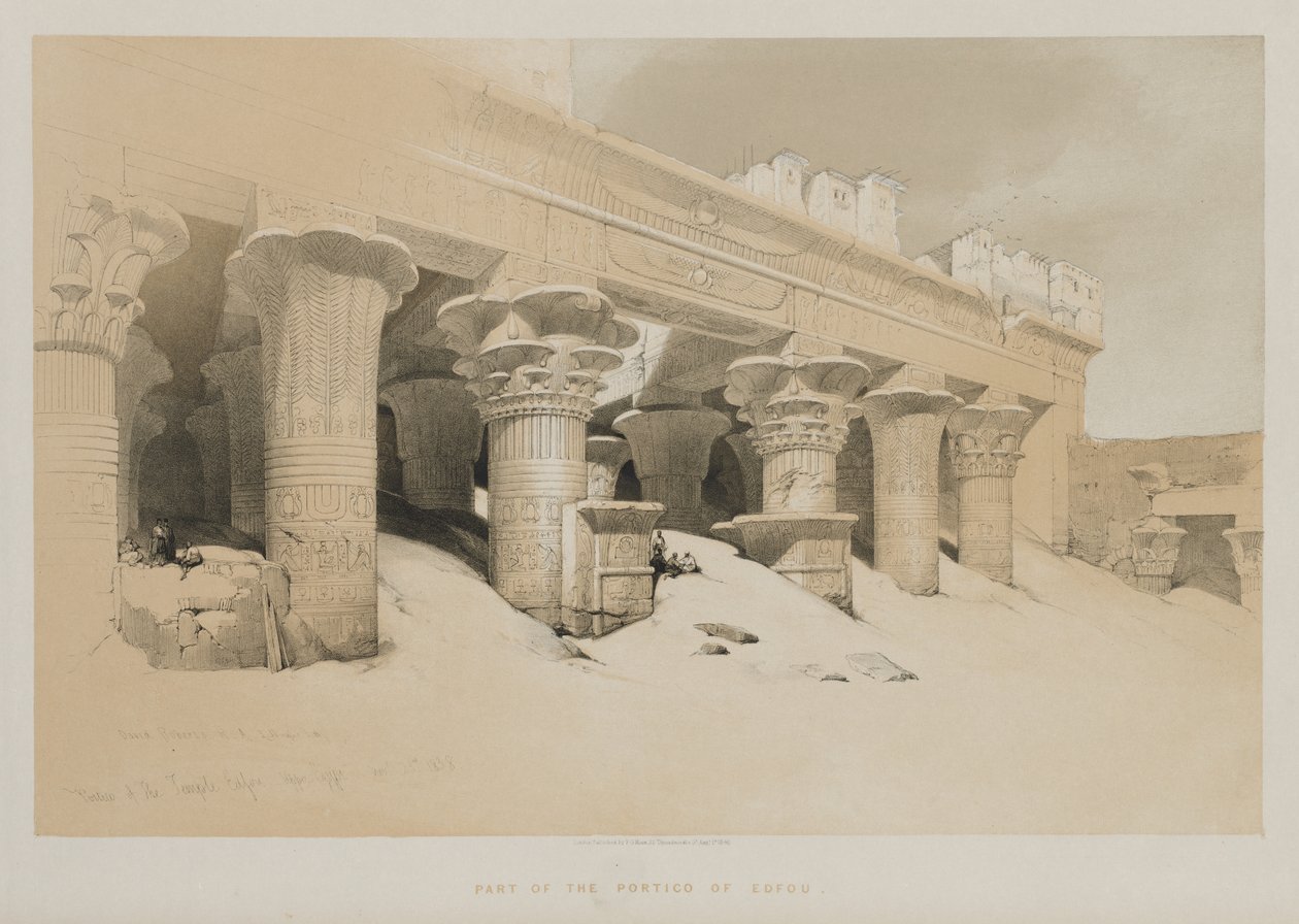 Egypt and Nubia Volume I: Portico of the Temple Edfou, Upper Egypt by Louis Haghe