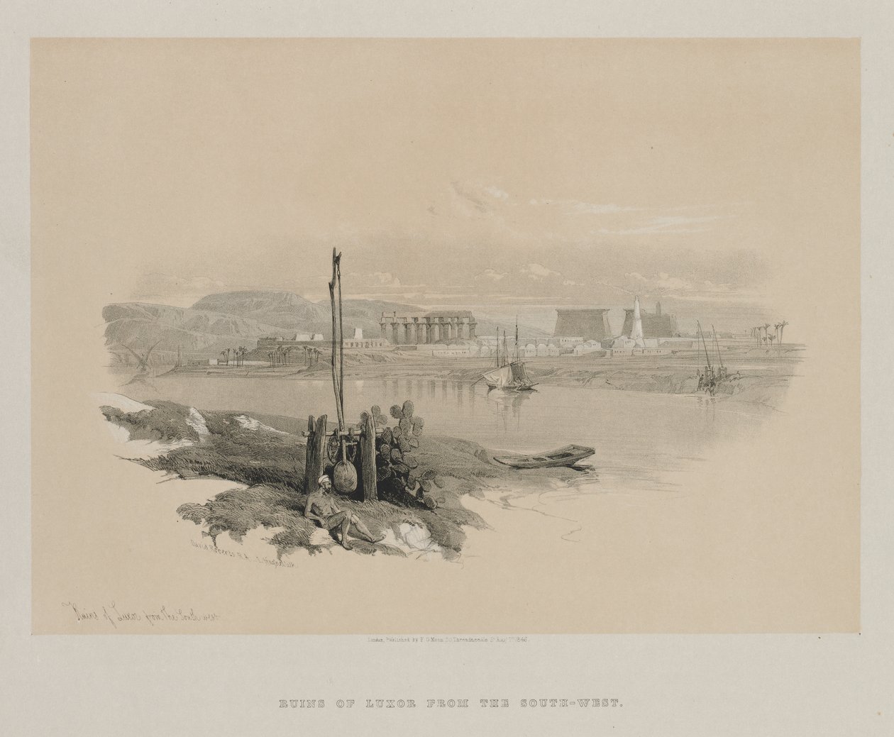 Egypt and Nubia, Volume I: Ruins of Luxor from the South-West, 1846 by Louis Haghe
