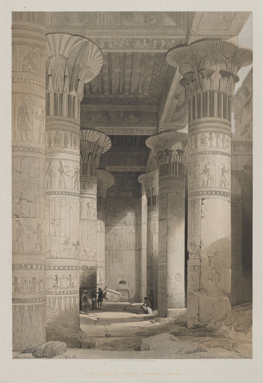View Under the Grand Portico of the Temple, Philae by Louis Haghe