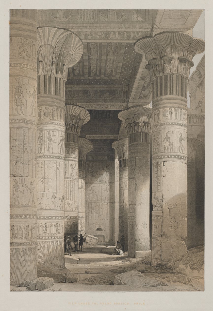 Egypt and Nubia, Volume I: View Under the Grand Portico of the Temple, Philae by Louis Haghe