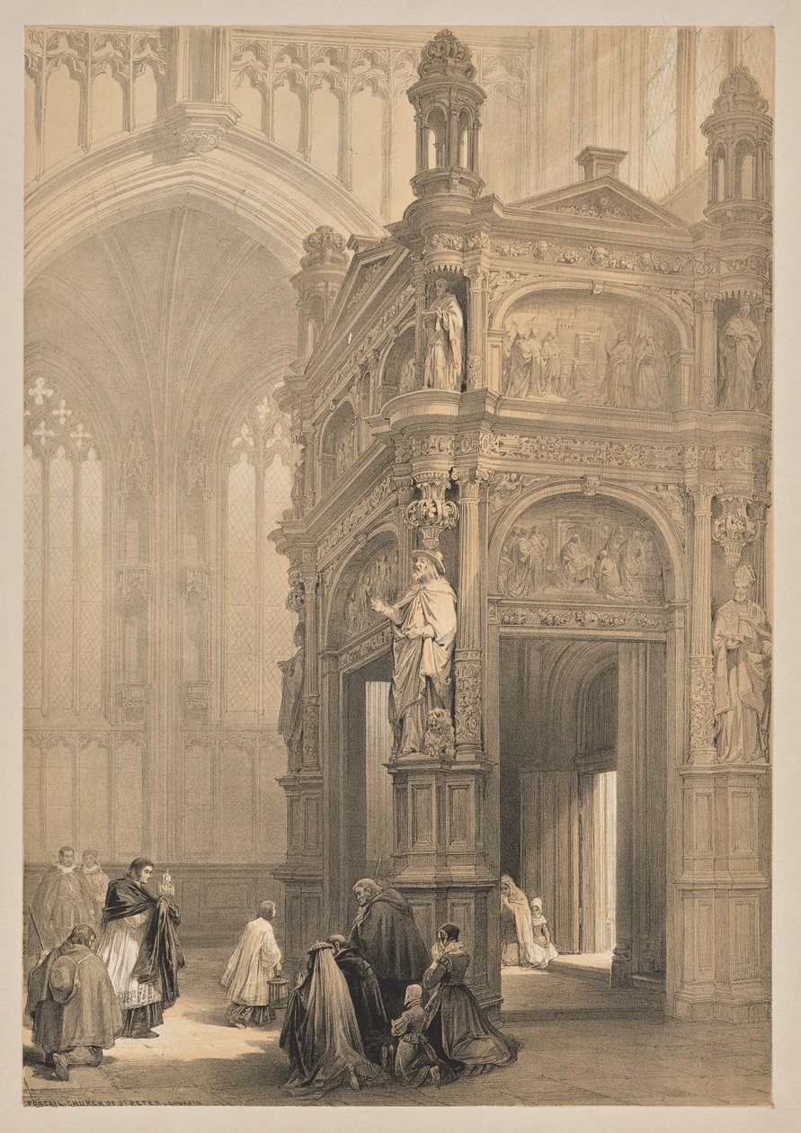 Sketches in Belgium and Germany, Second Series: No. 20 - Portal, Church of St. Peter, Louvain by Louis Haghe