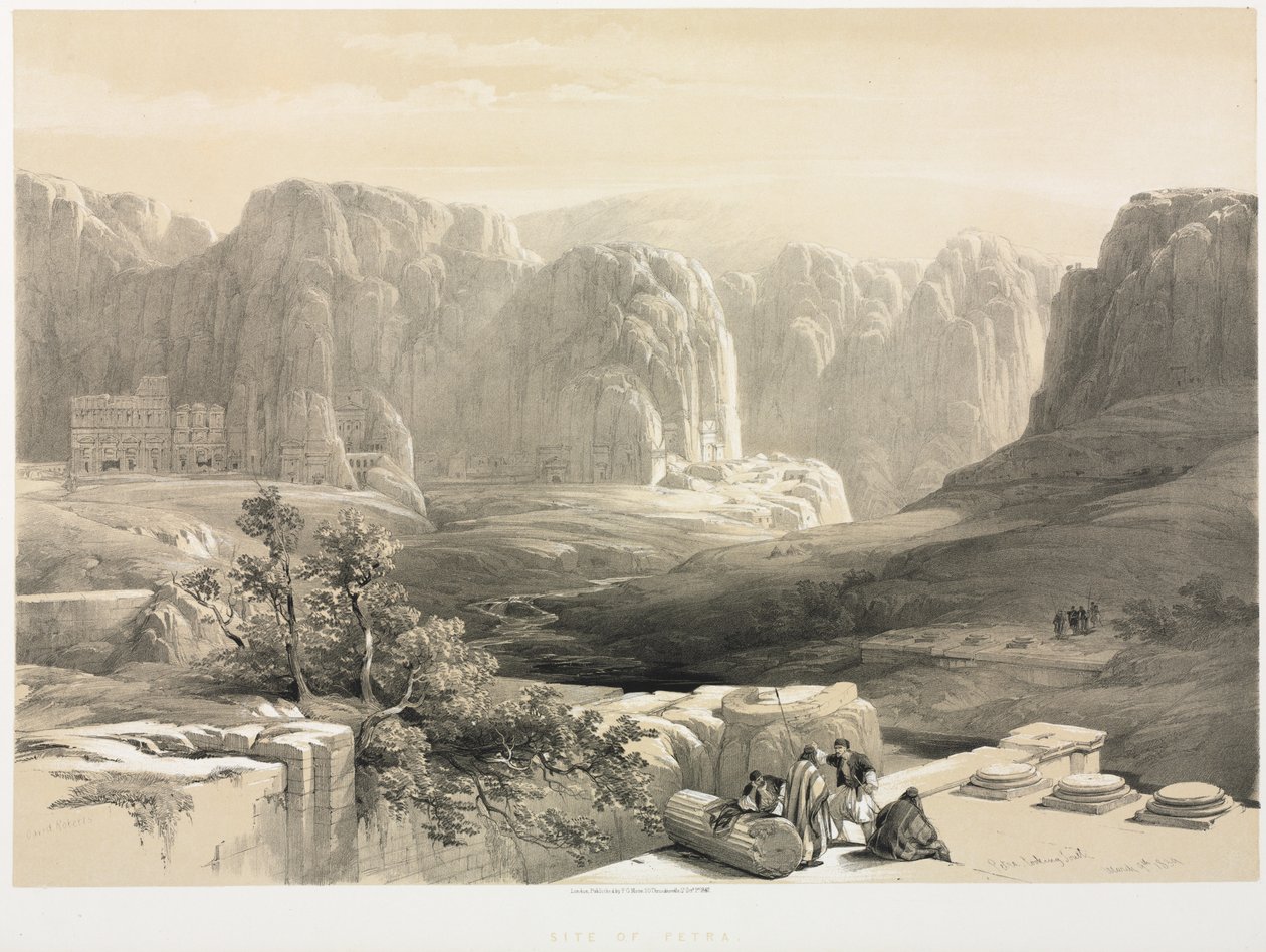The Holy Land, Syria, Idumea, Arabia, Egypt & Nubia Vol. III: Petra, Looking South (1842) by Louis Haghe