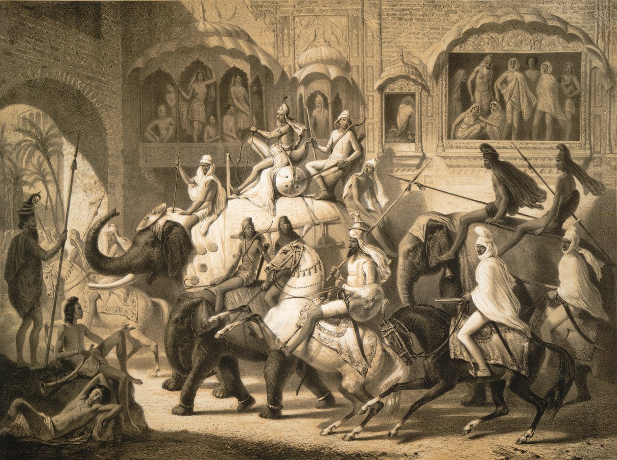 A Street in Lahore (March 1842) by Louis Henri de Rudder