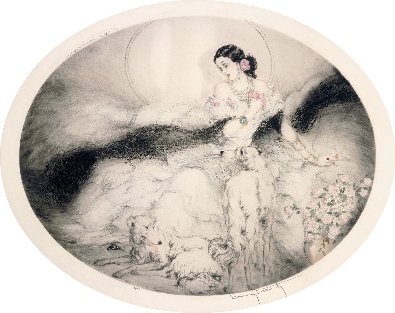 Lady with Camellias, c.1917 by Louis Icart