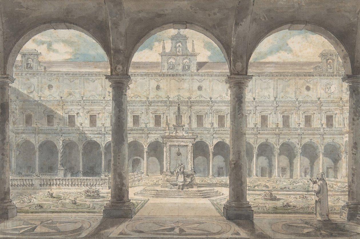 Cloister of the Certosa di San Martino, Naples by Louis Jean Desprez