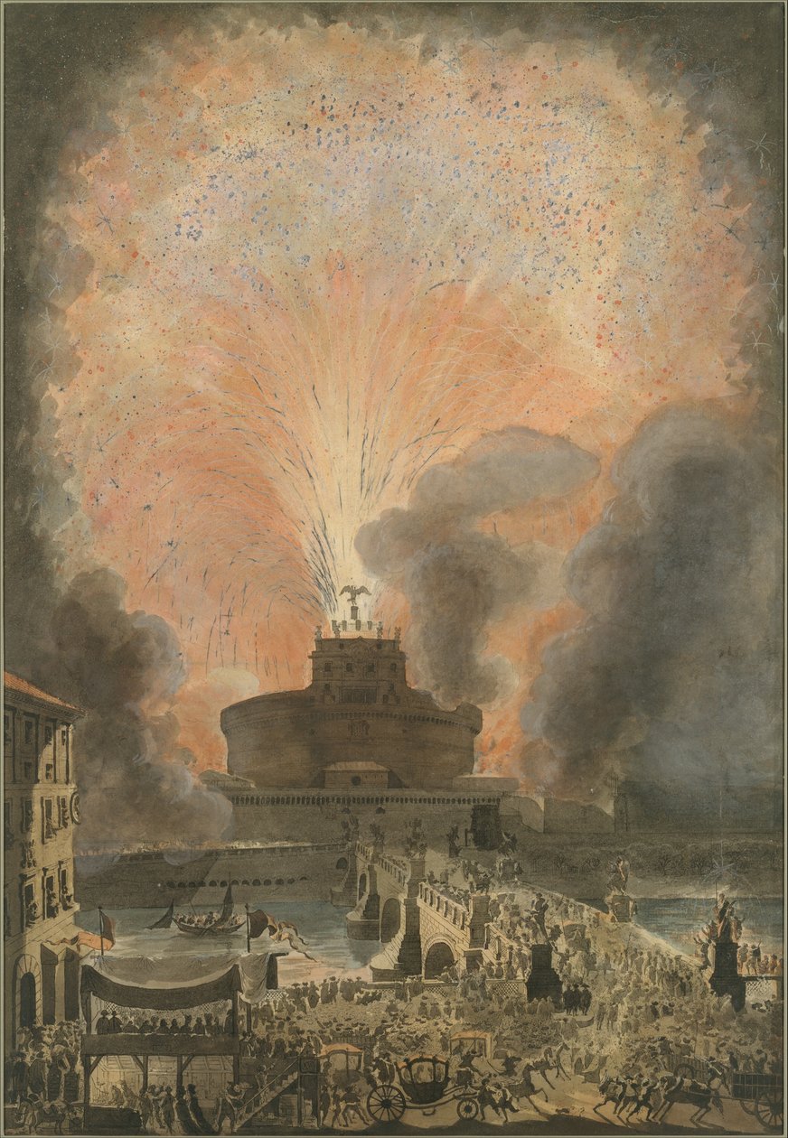 The Girandola at the Castel SantAngelo, c.1781 by Louis Jean Desprez