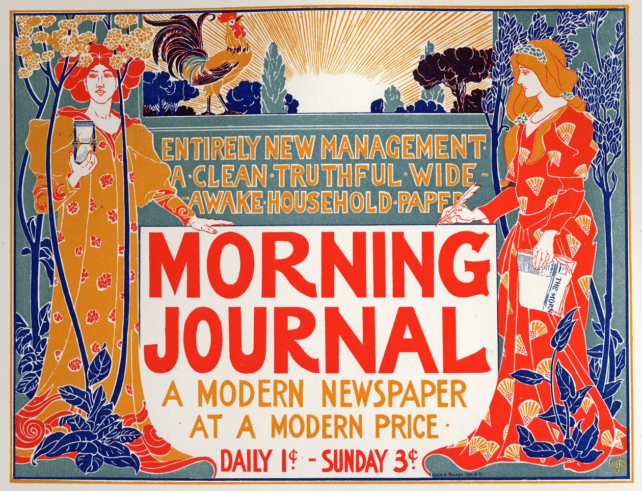 Morning Journal, Newspaper. Poster by Louis Rhead, USA by Louis John Rhead