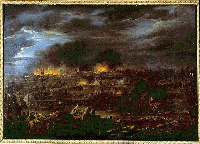 Bombardment of Lille - by Louis Joseph Watteau dit Watteau de Lille by Louis Joseph  Watteau