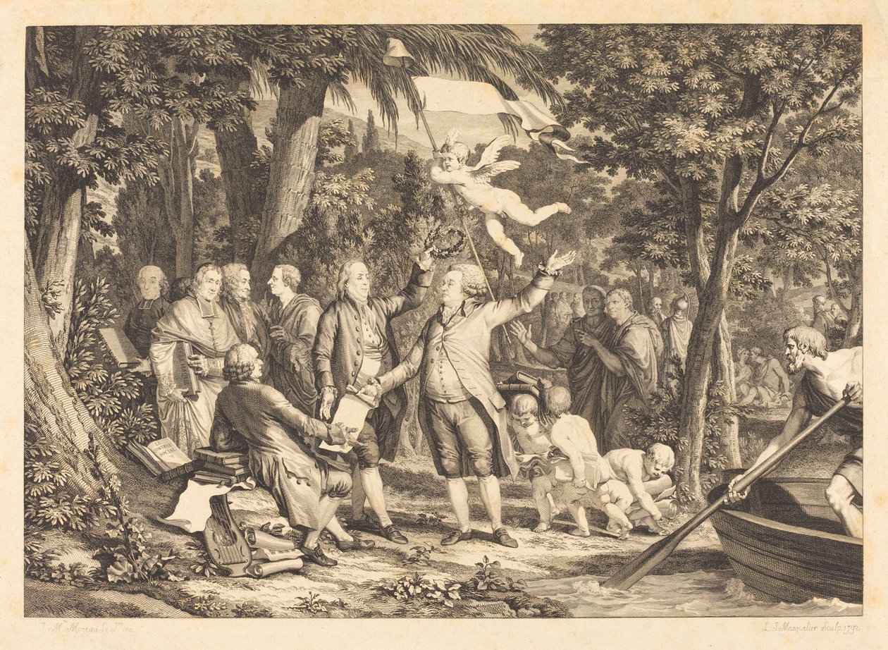 Mirabeau Arrives at the Champs-Élysées by Louis Joseph Masquelier after Jean Michel Moreau