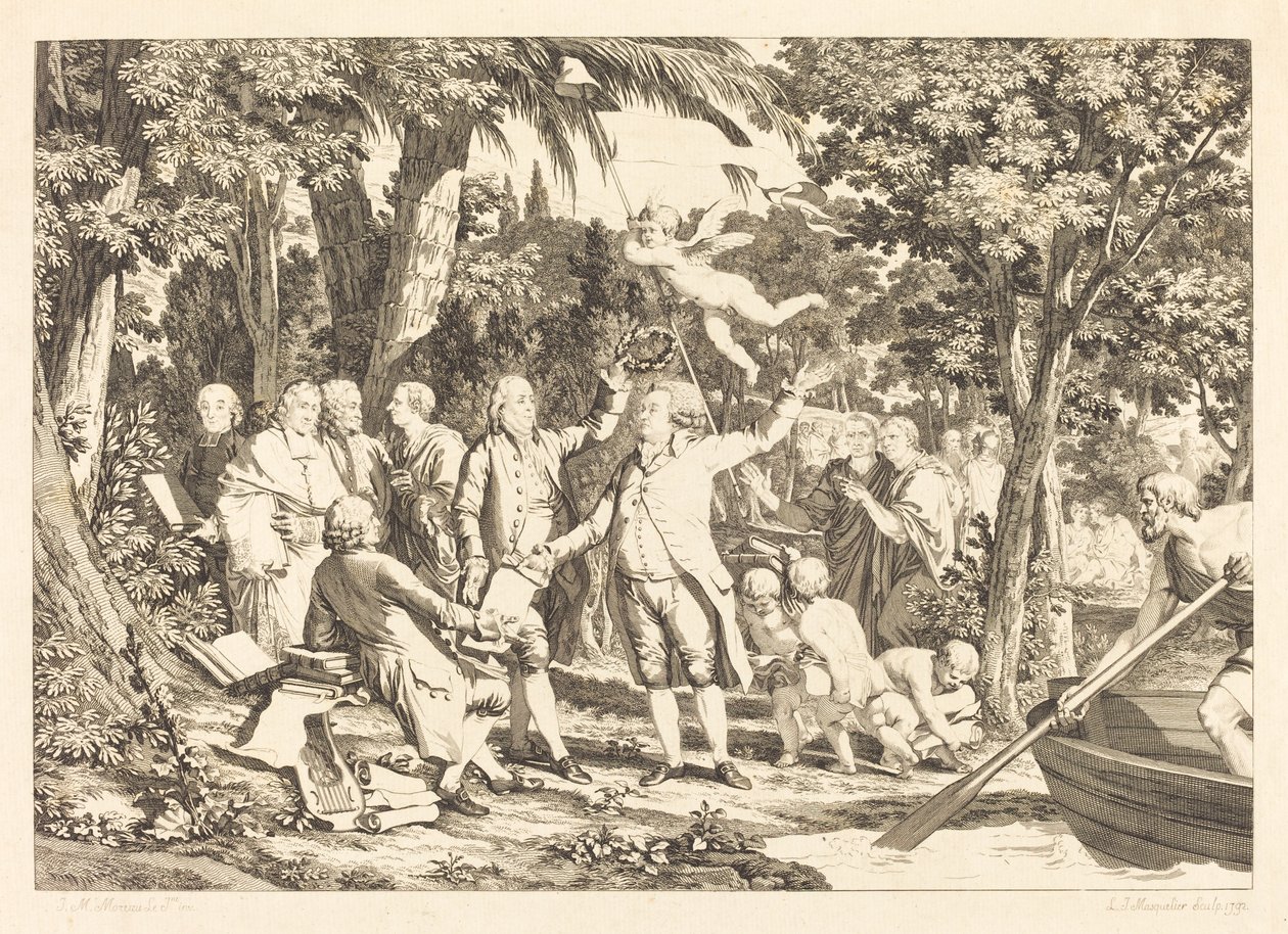 Mirabeau Arrives at the Champs-Élysées by Louis Joseph Masquelier after Jean Michel Moreau