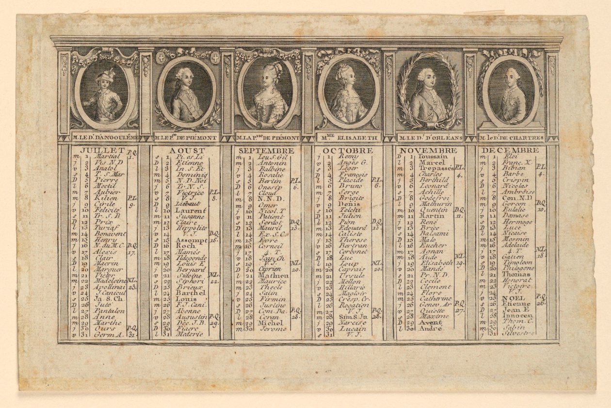 Almanac for the Second Half of the Year 1778 by Louis Joseph Mondhare