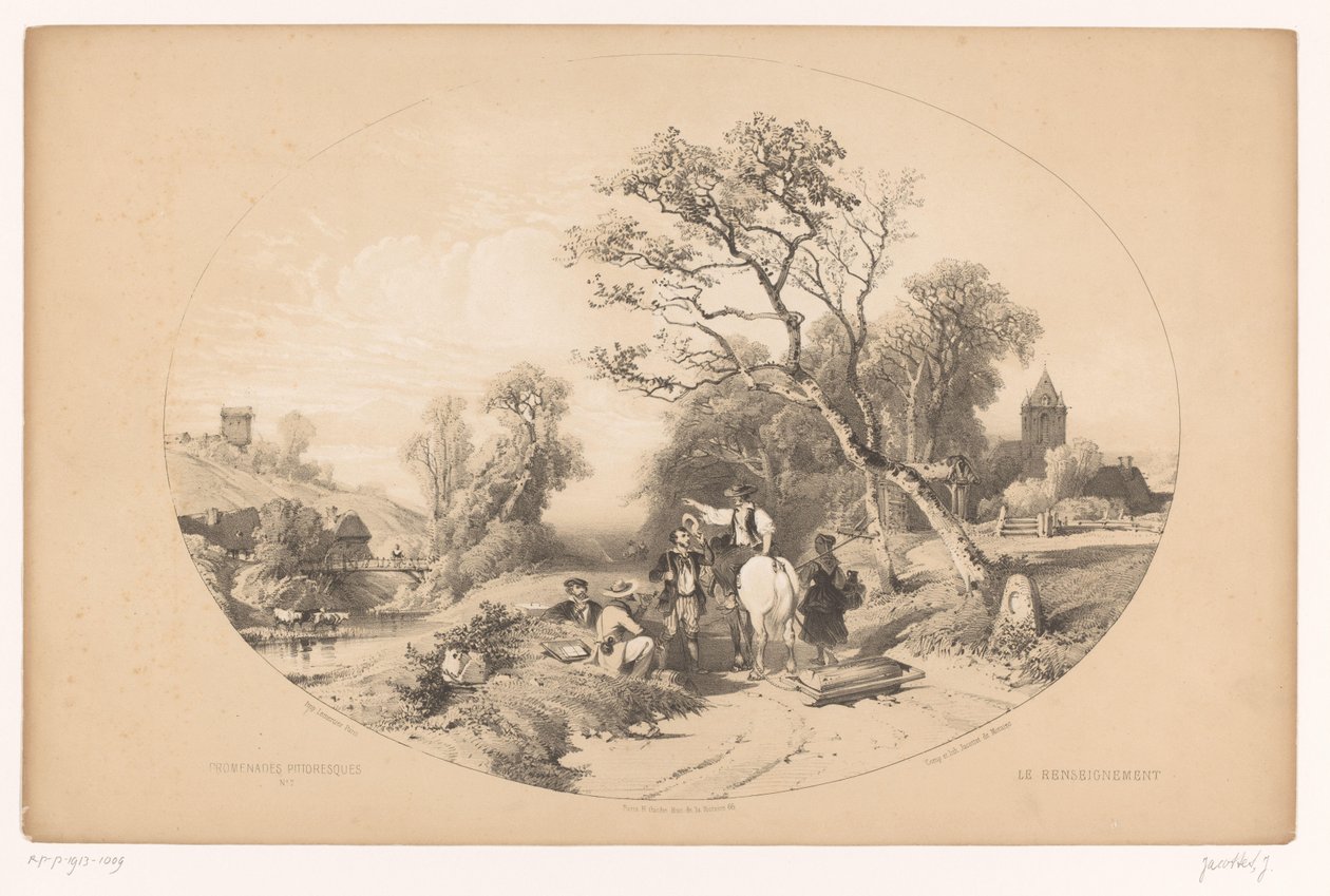 Rider Asking for Directions by the Road by Louis Julien Jacottet