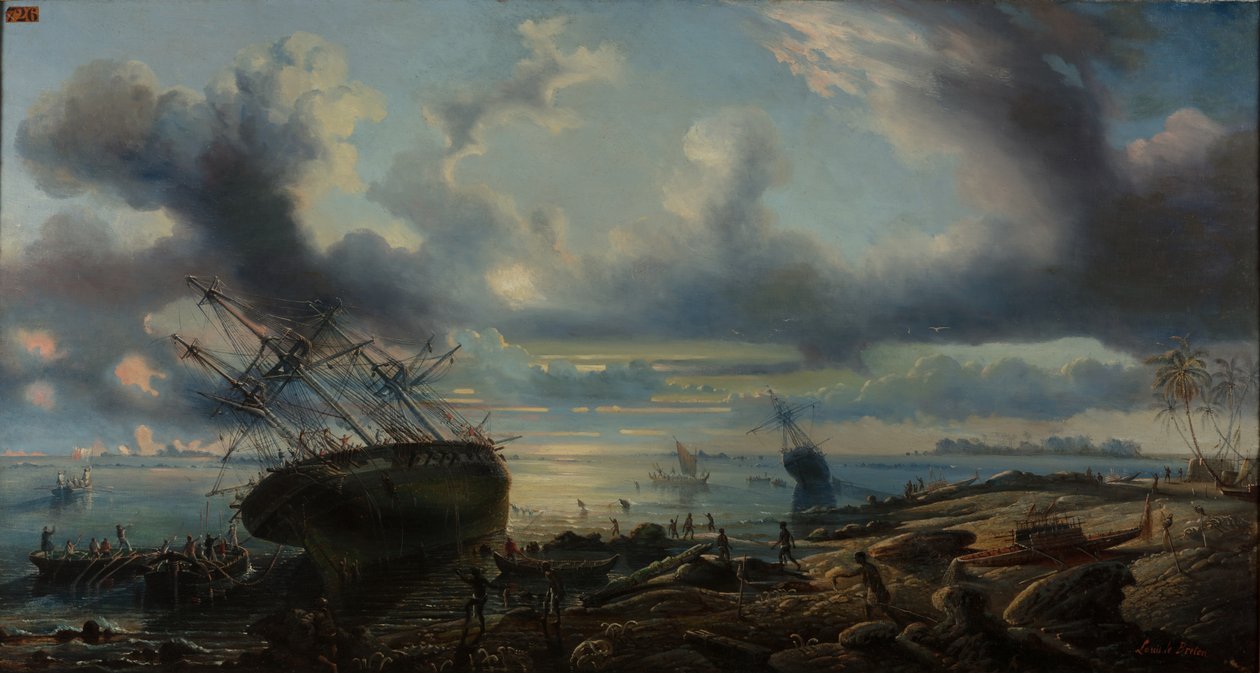 The Stranding of Corvettes in the Mauvais Canal, Strait of Torres, 1843 by Louis Lebreton