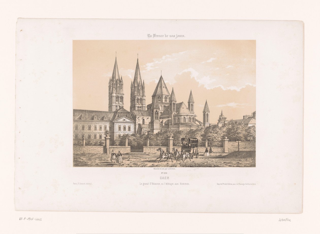 View of the Abbaye aux Hommes with the Église Saint-Étienne in Caen (Contemporary France) by Louis Le Breton
