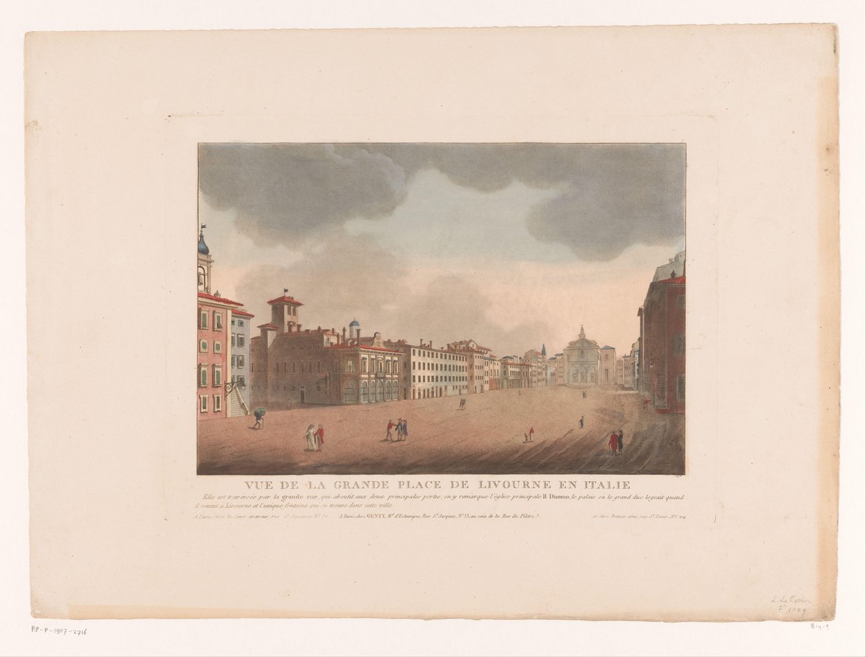 View of Piazza Grande in Livorno (Vue de la Grande Place de Livourne en Italie, City Views in Italy, Spain, and Egypt) by Louis Lecoeur