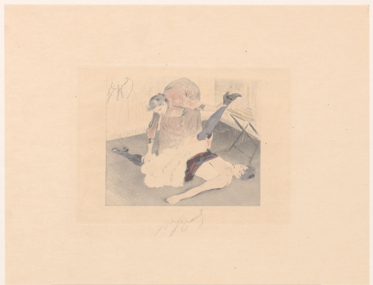 Flexibility Exercise of a Cancan Dancer by Louis Legrand (signed by artist)