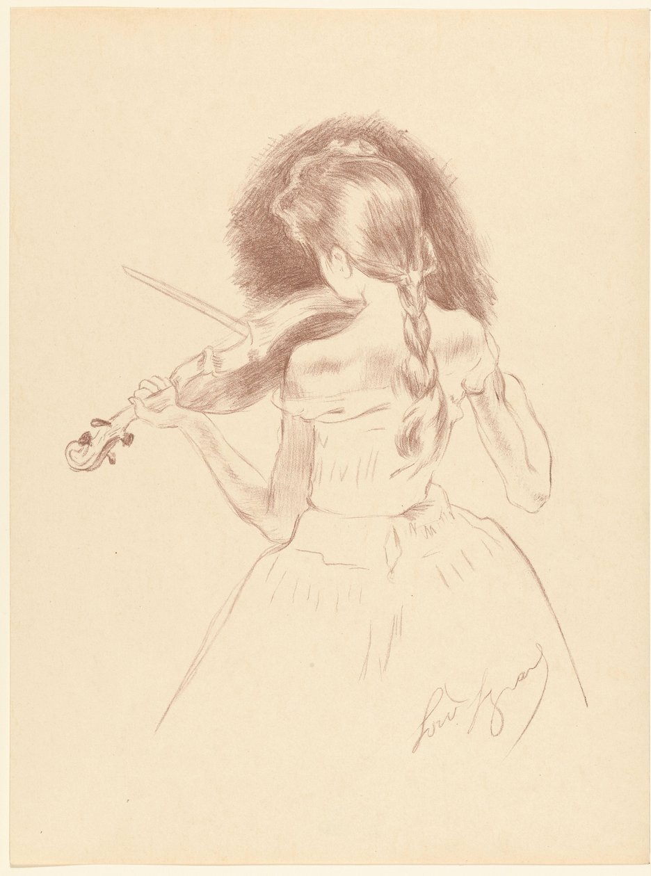 Girl Seen from Behind Playing Violin by Louis Legrand