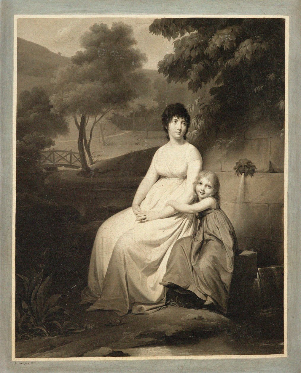 Portrait of Thérèsa Tallien and her daughter in a park by Louis Leopold Boilly