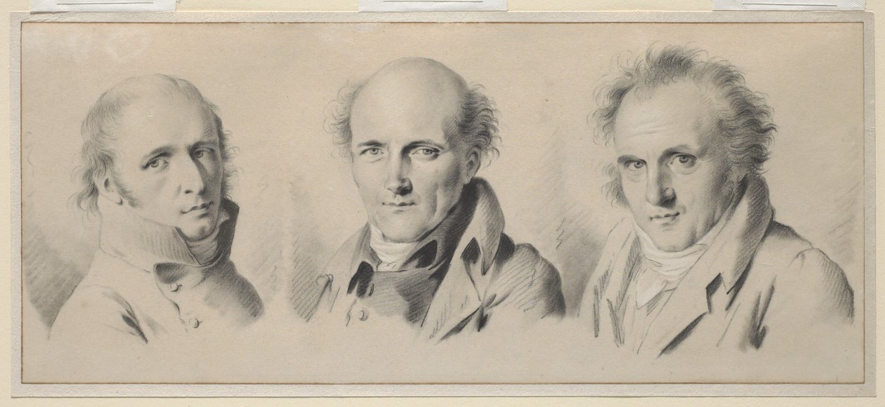 Portraits of Charles Percier, Pierre-Francois Leotard Fontaine and Claude-Louis Bernier by Louis Leopold Boilly