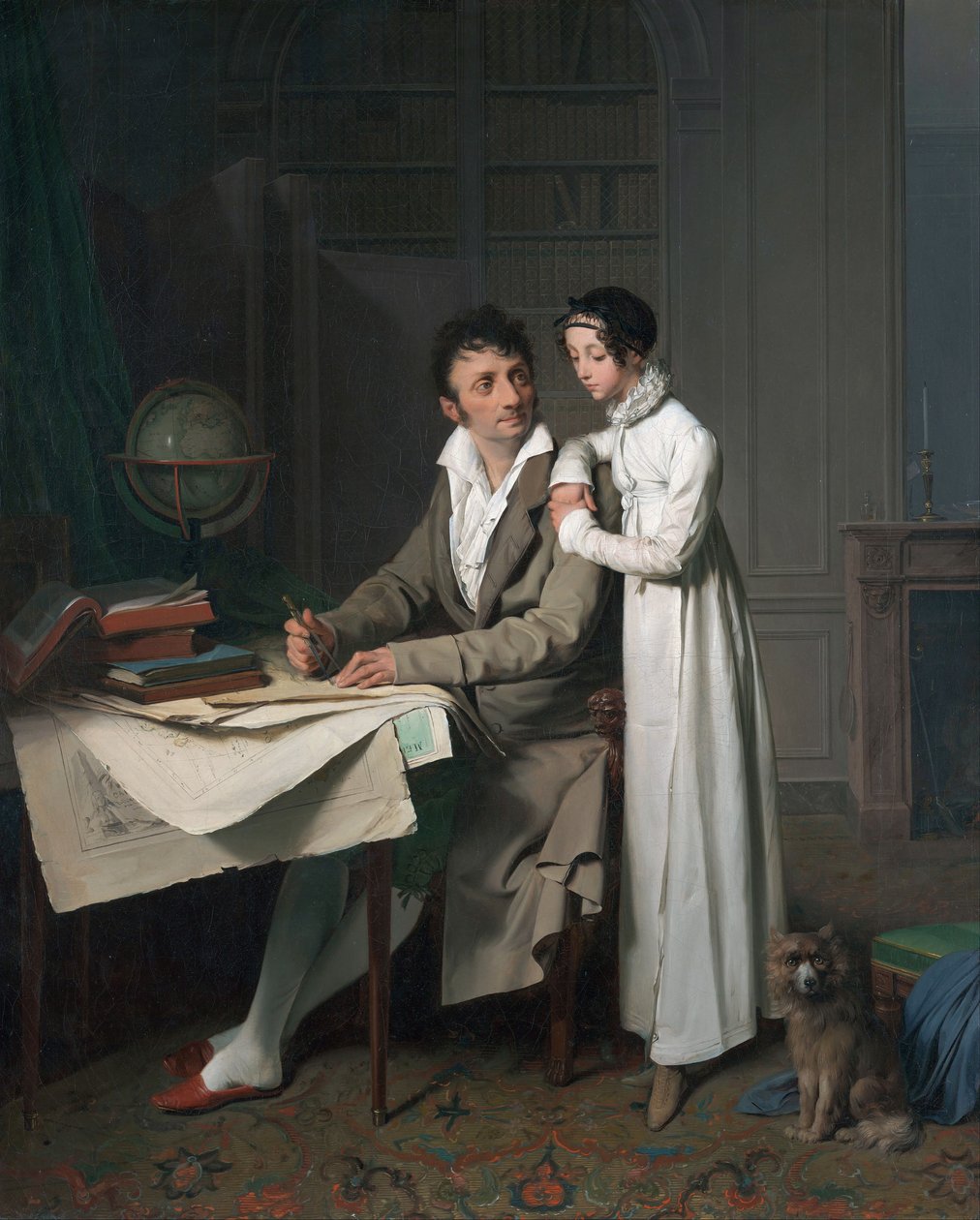 The Geography Lesson (Portrait of Monsieur Gaudry and His Daughter) by Louis Leopold Boilly