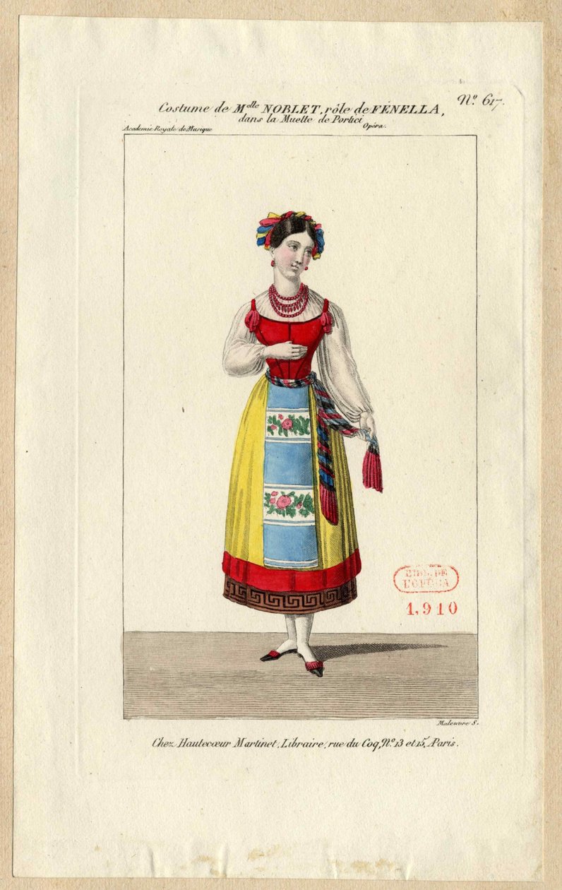Mademoiselle Noblet as Fenella. Costume design for the opera La muette de Portici by Louis Maleuvre