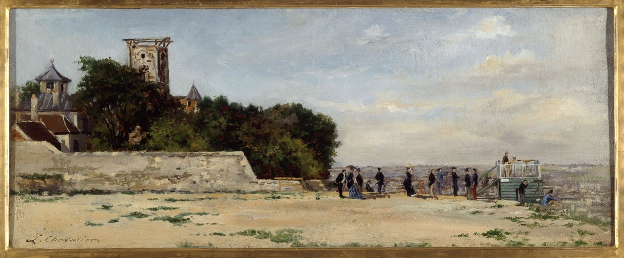 The Summit of Montmartre Hill, with the Solférino Tower, circa 1870 by Louis Marie Chevalier