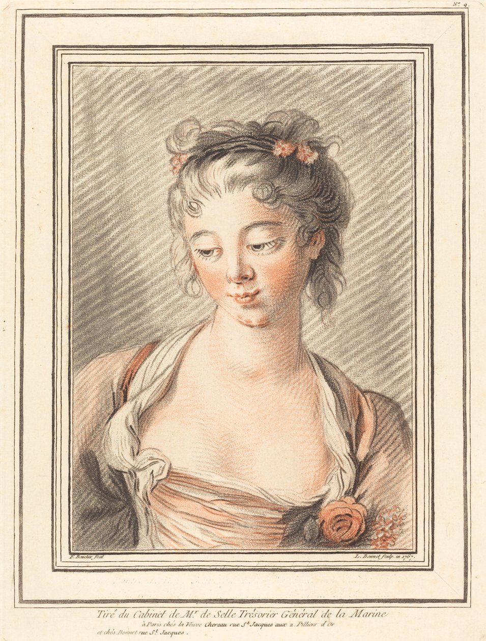 Bust of a Young Woman Looking Down by Louis Marin Bonnet