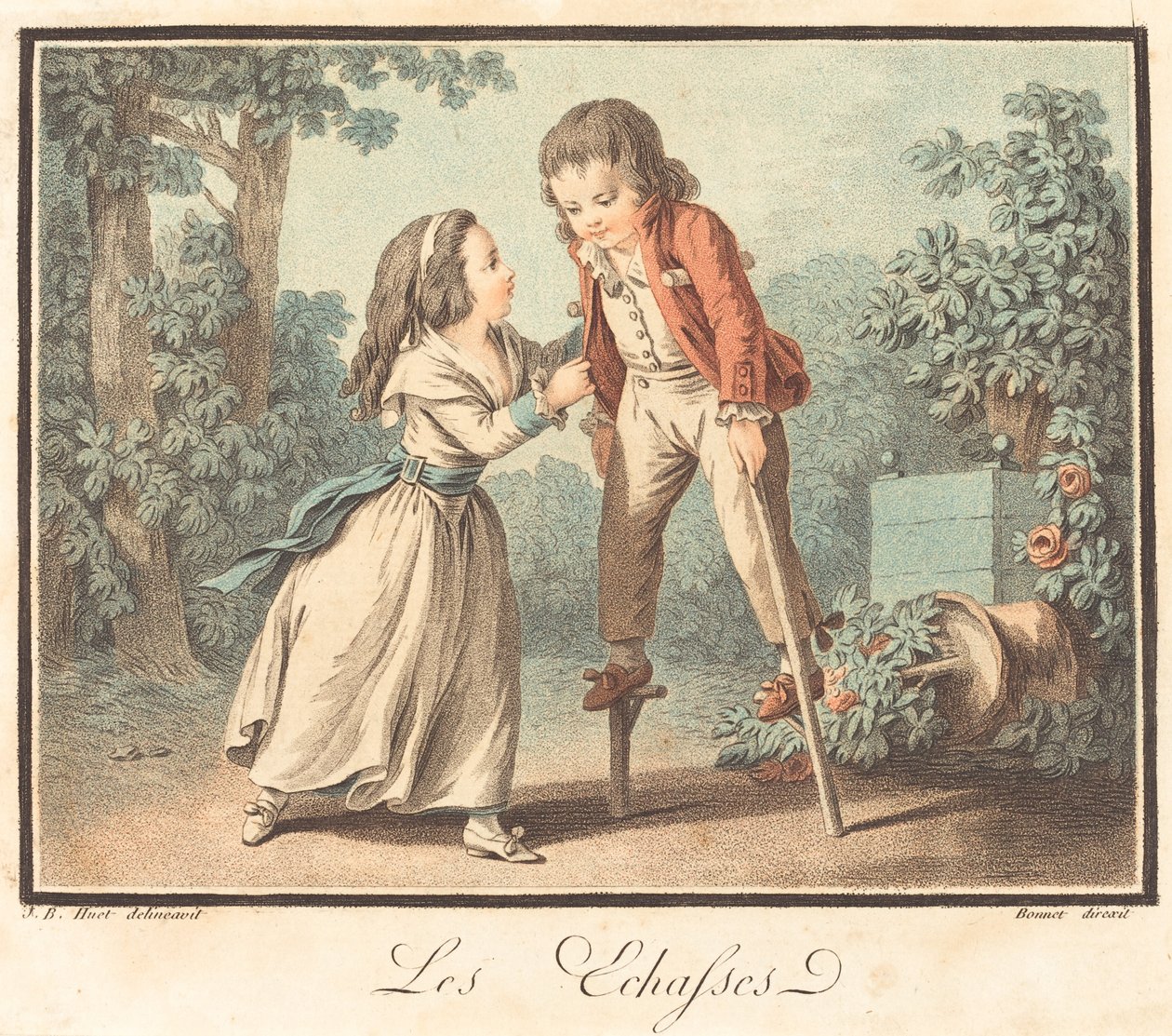 The Stilts by Louis Marin Bonnet after Jean Baptiste Hüet, I