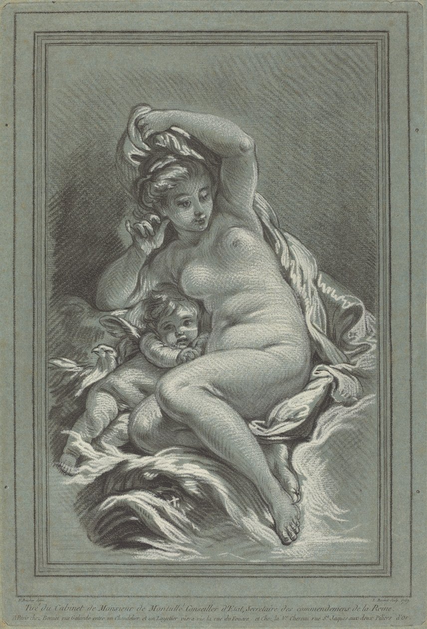Venus and Cupid on a Dolphin by Louis Marin Bonnet after Juste François Boucher