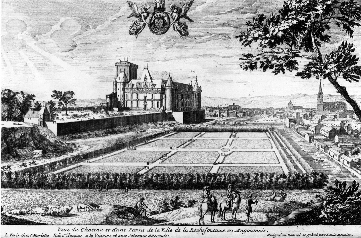 Château de la Rochefoucauld in Liancourt; engraving by Louis Menier - Family Archives. by Louis Meunier