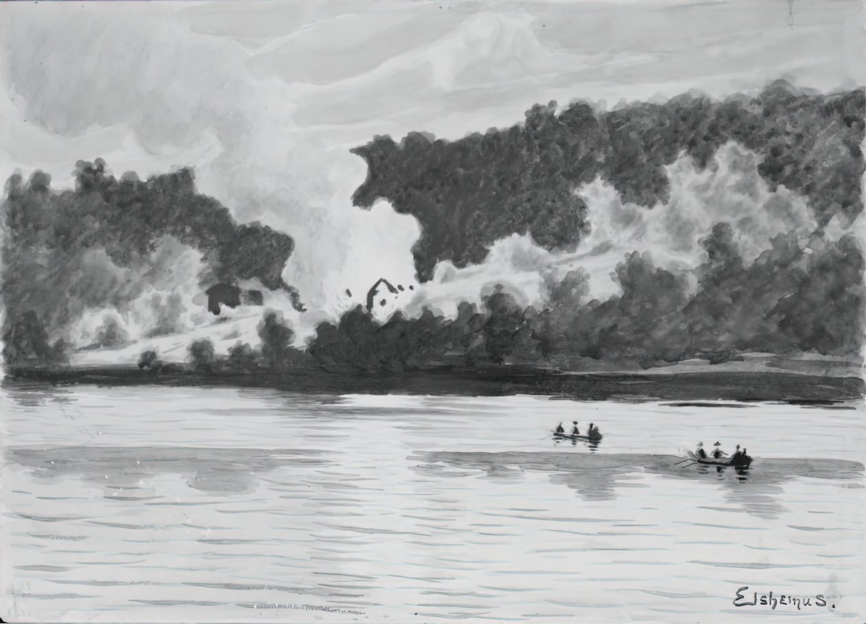 Fire Seen From East Lyme, Connecticut, 1900 by Louis Michel Eilshemius