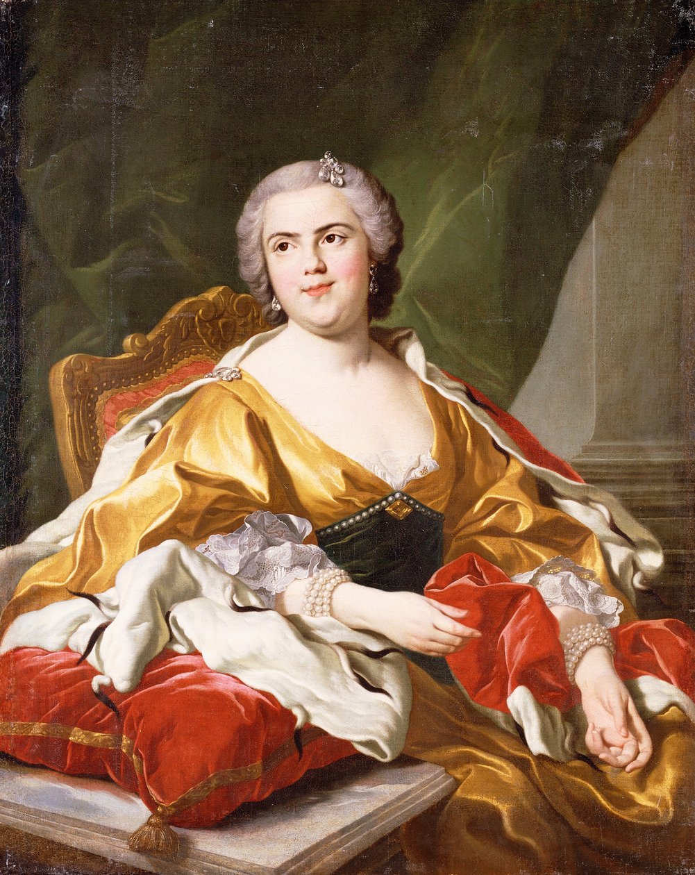 Portrait of Louise Elisabeth de Bourbon, Duchess of Parma, Seated, Three-quarter Length by Louis Michel van Loo