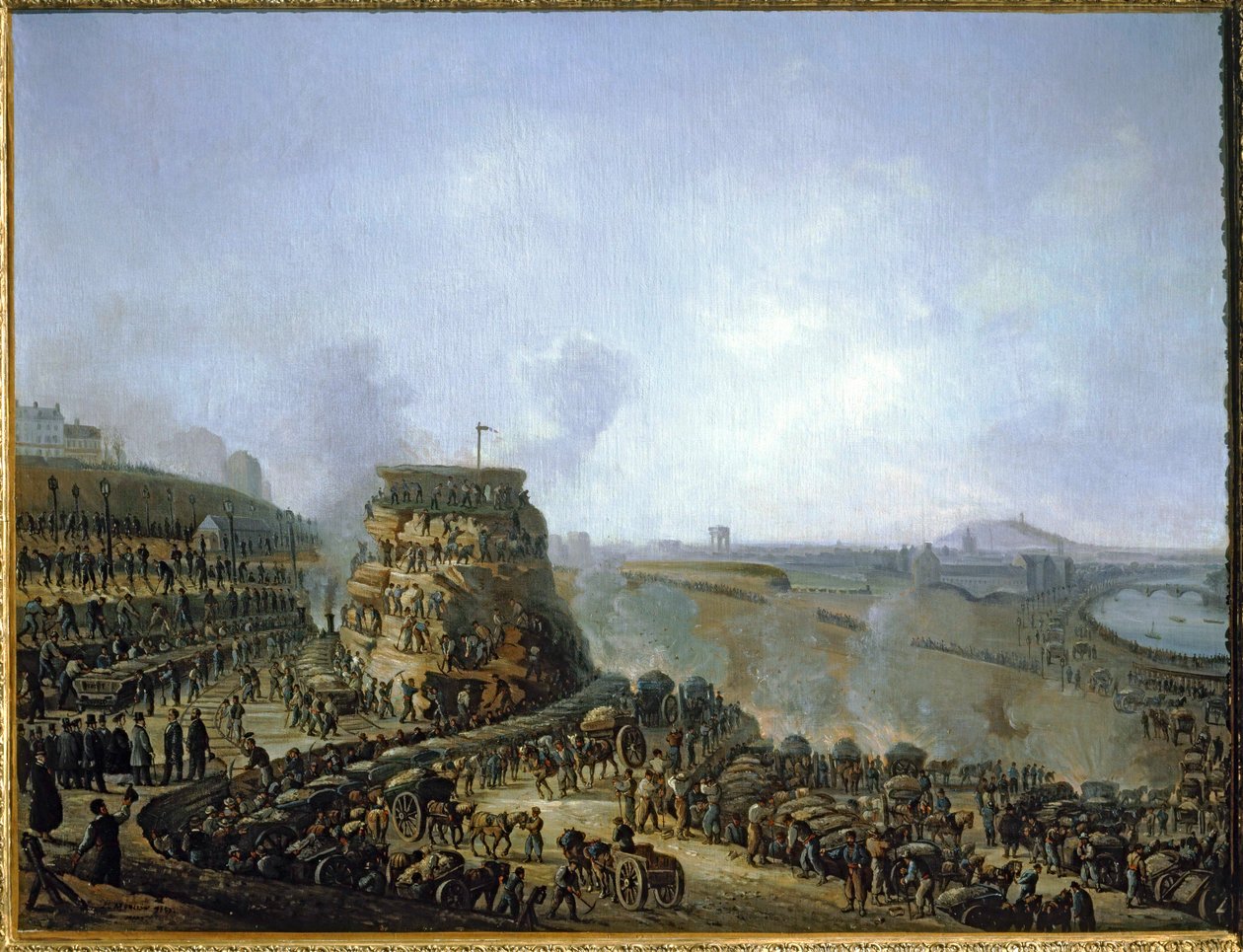 Emperor Napoleon III and Empress Eugenie Visiting the Chaillot Hill by Louis Moullin