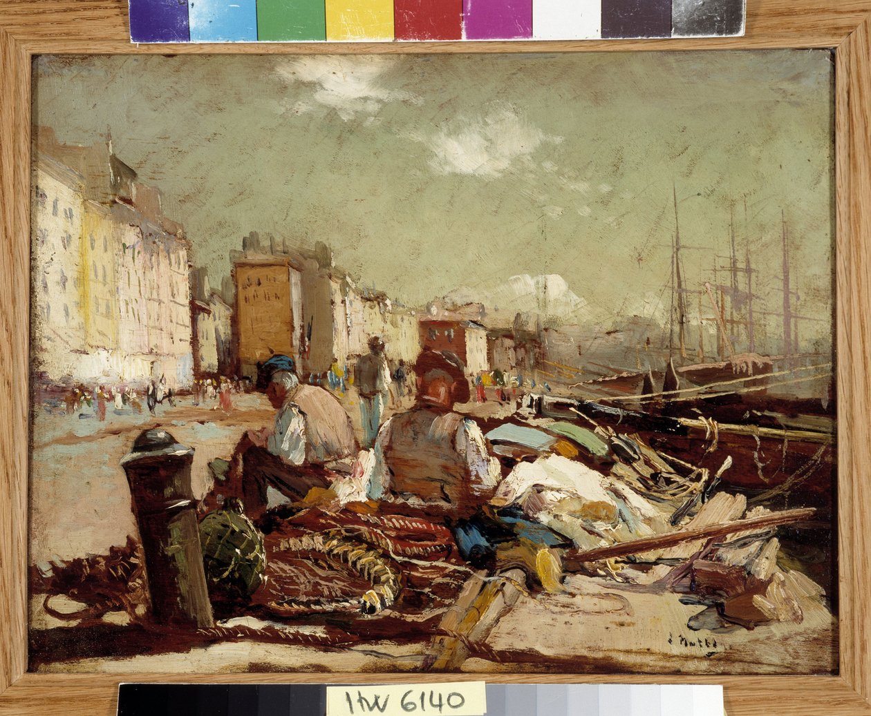 Fishermen Repairing the Nets by Louis Nattero