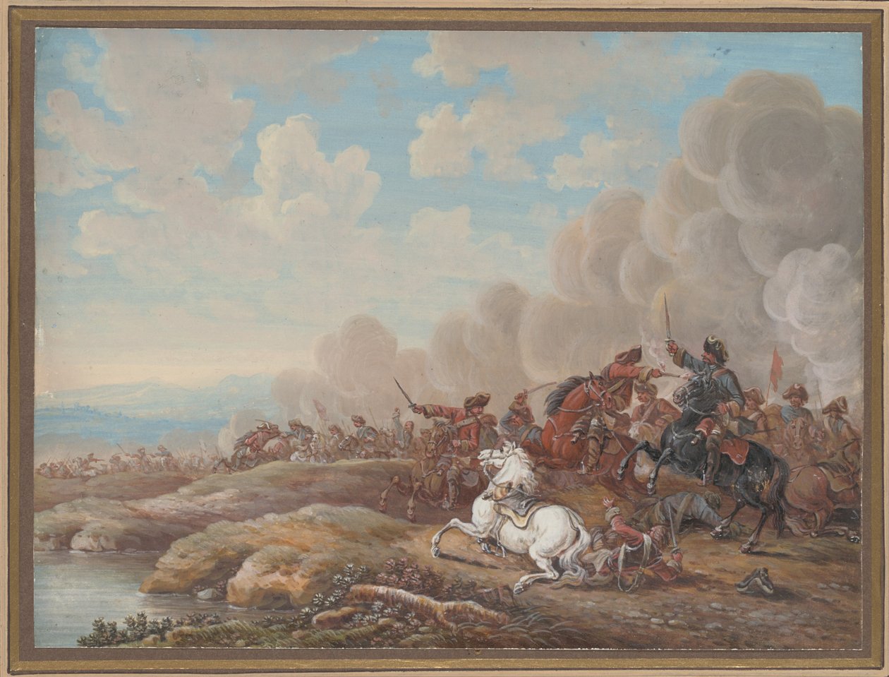 Cavalry Battle by a River by Louis Nicolas van Blarenberghe