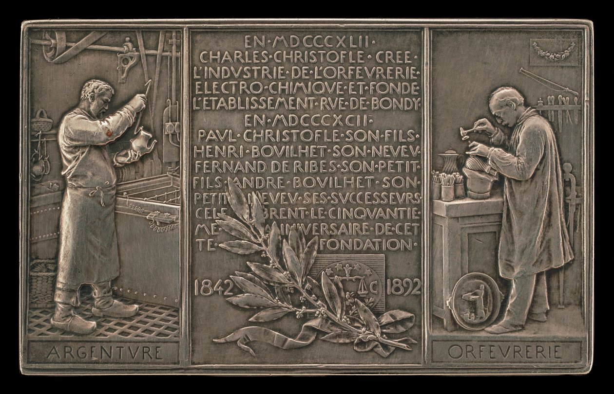 Fiftieth Anniversary of the Christofle Company, 1842-1892 [reverse] by Louis Oscar Roty