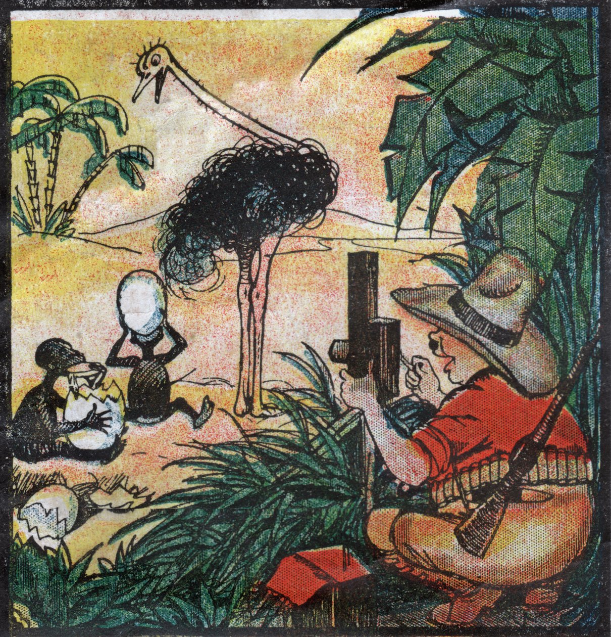 Nestor Fenleroc, European colon photographs an ostrich in Africa. 1923 by Louis Peltier