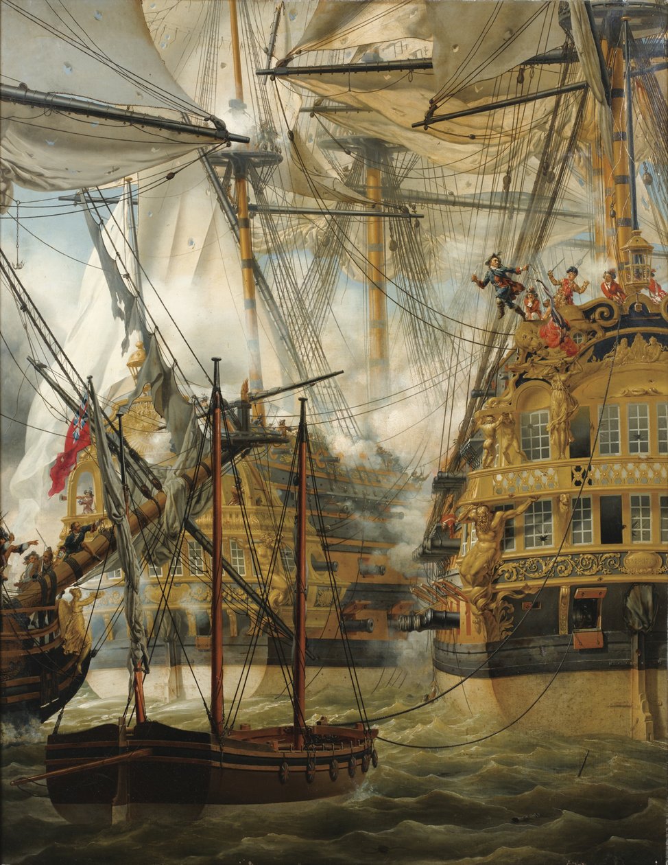 HMS Cumberland Fighting Against the Le Lys and La Gloire by Louis Philippe Crepin