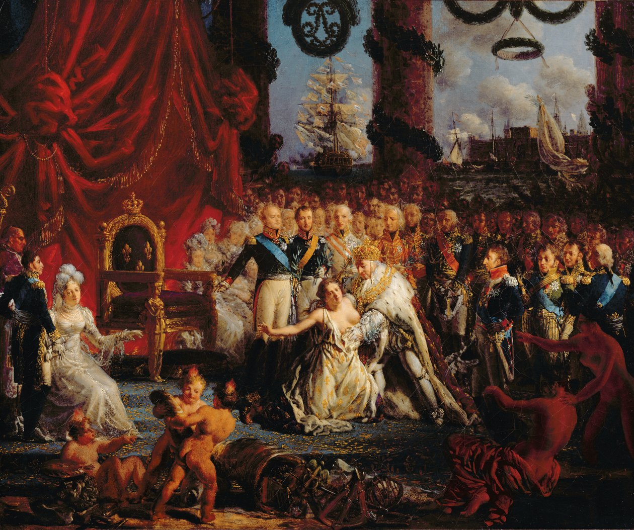 Louis XVIII Helping France to her Feet, after 1814 by Louis Philippe Crepin
