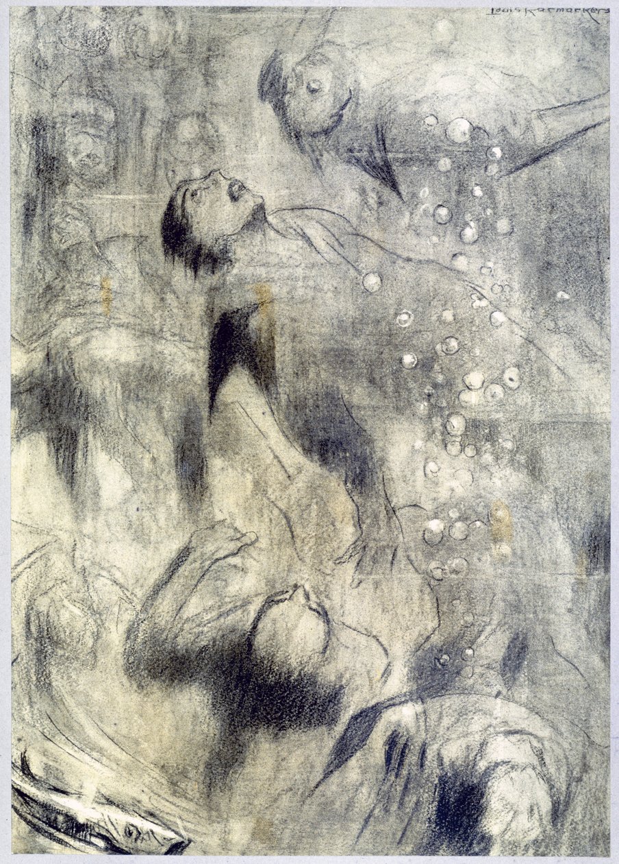 The Sea Mine, 1916 by Louis Raemaekers