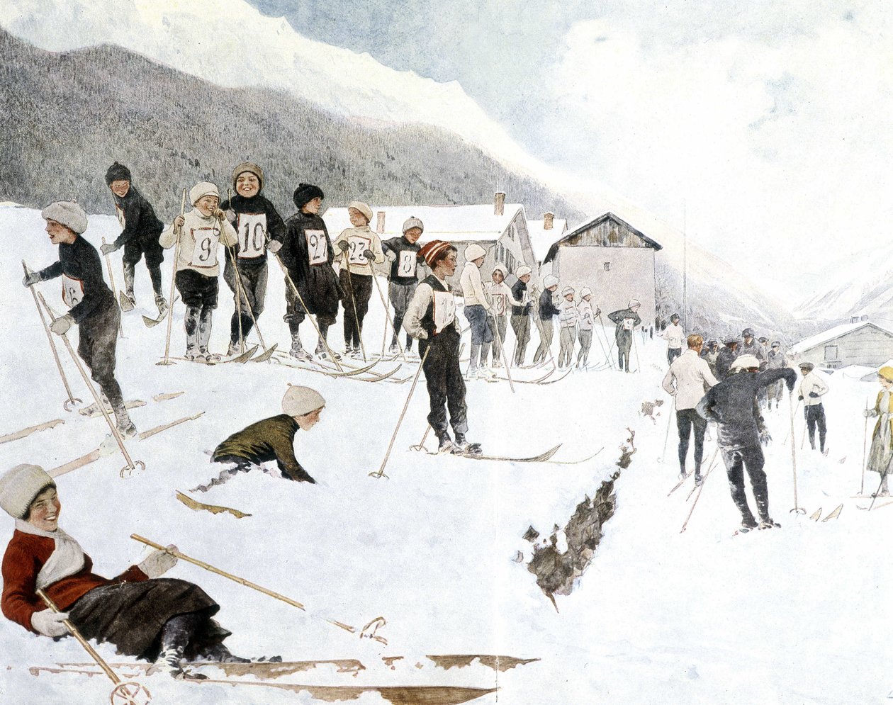 Ski lessons for children by Louis Remy Sabatier