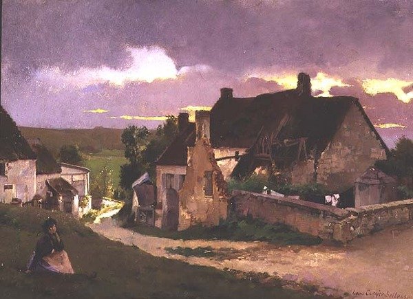 A Figure by a Cottage by Louis Robert Carrier Belleuse