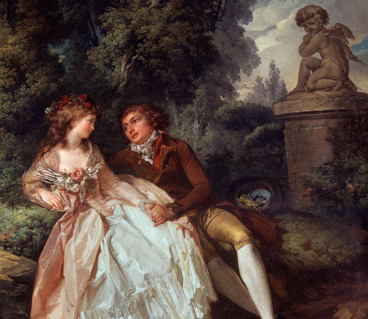 Galante Scene (with Cupid) (detail) by Louis Rolland Trinquesse