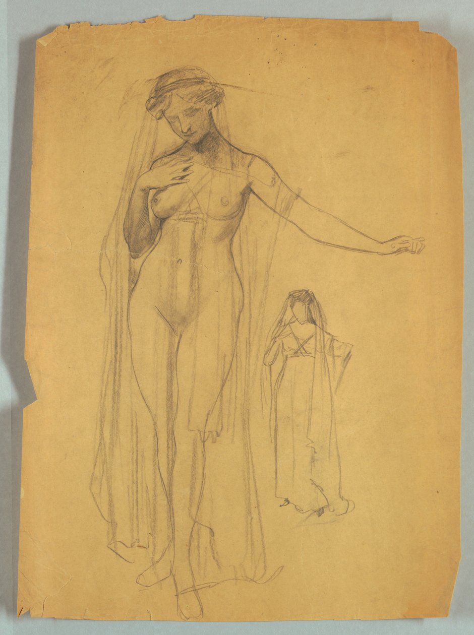 Study of Veiled Nude Figure by Louis Schaettle