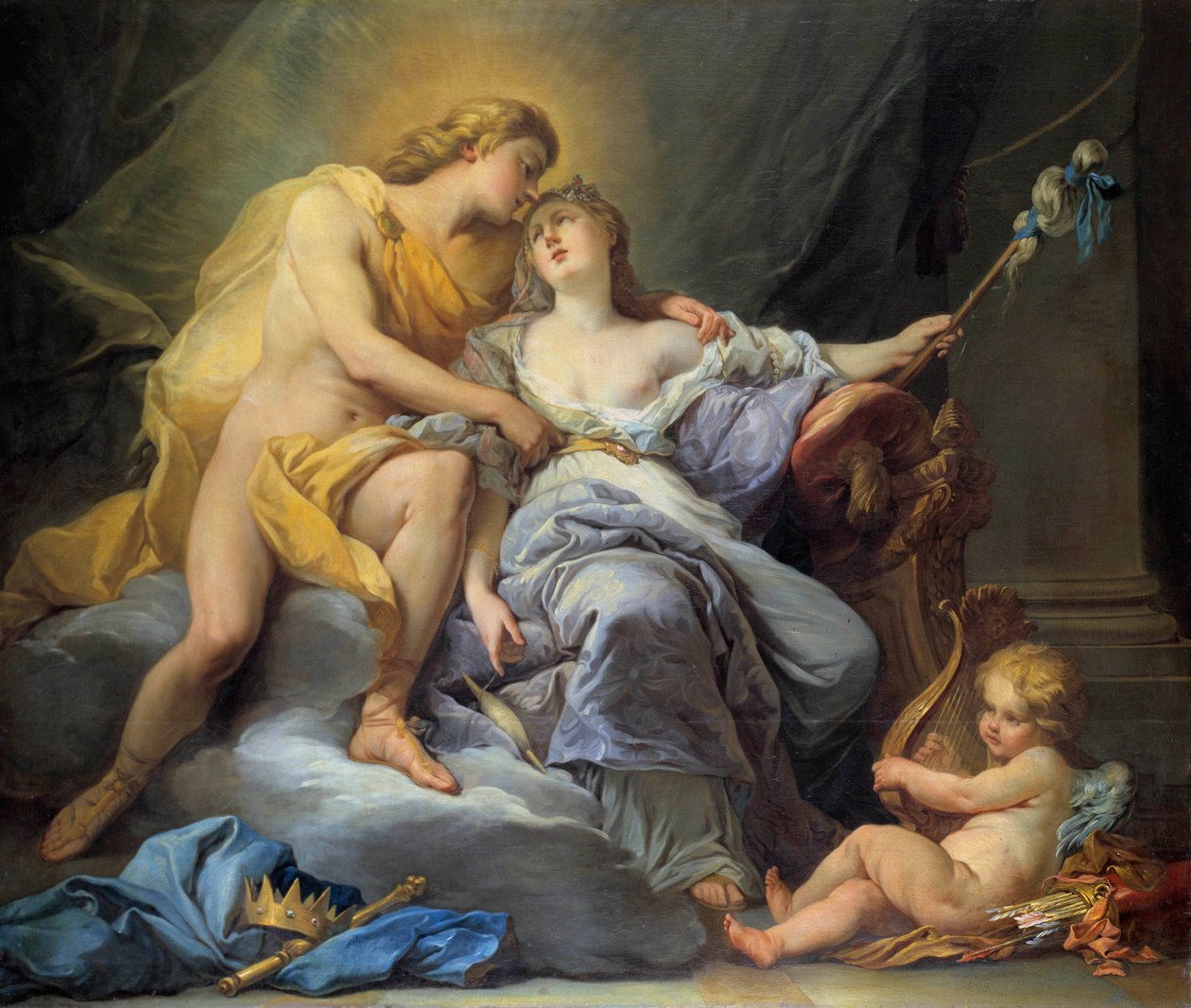 Apollo Stroking Leucothoe - Painting by Antoine Boizot (1702-1782) 1737 by Louis Simon Boizot