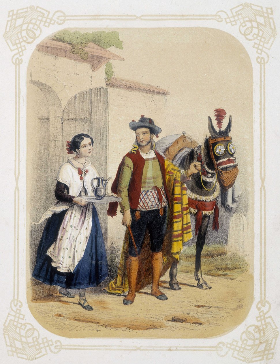 Couple in Spain - in Album du jeune voyageur, illustrated by Louis Lassalle by Louis Simon Lassalle