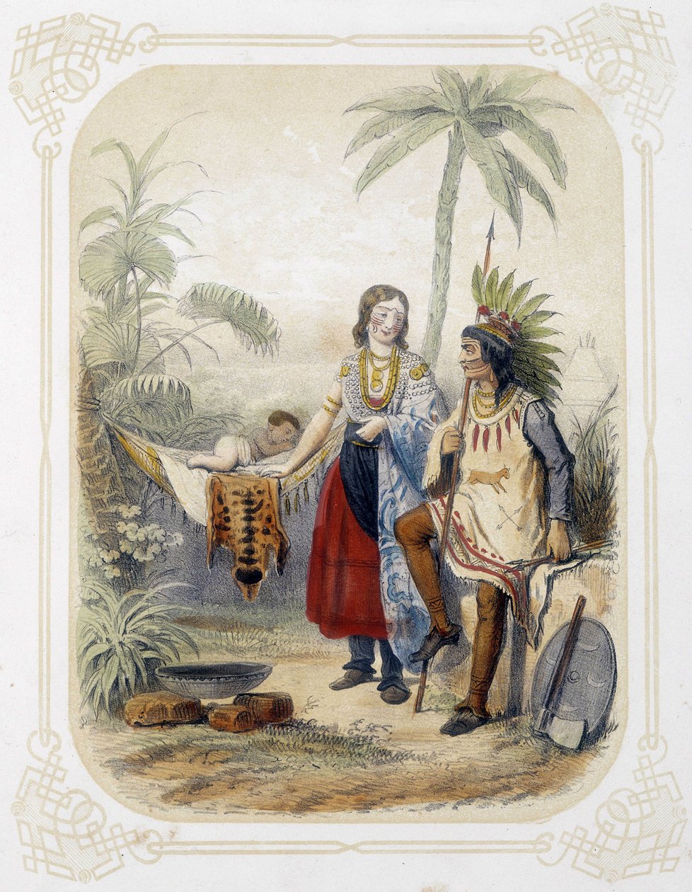 Family in Oceania - in Album du Jeune Voyageur, Illustrated by Louis Lassalle by Louis Simon Lassalle