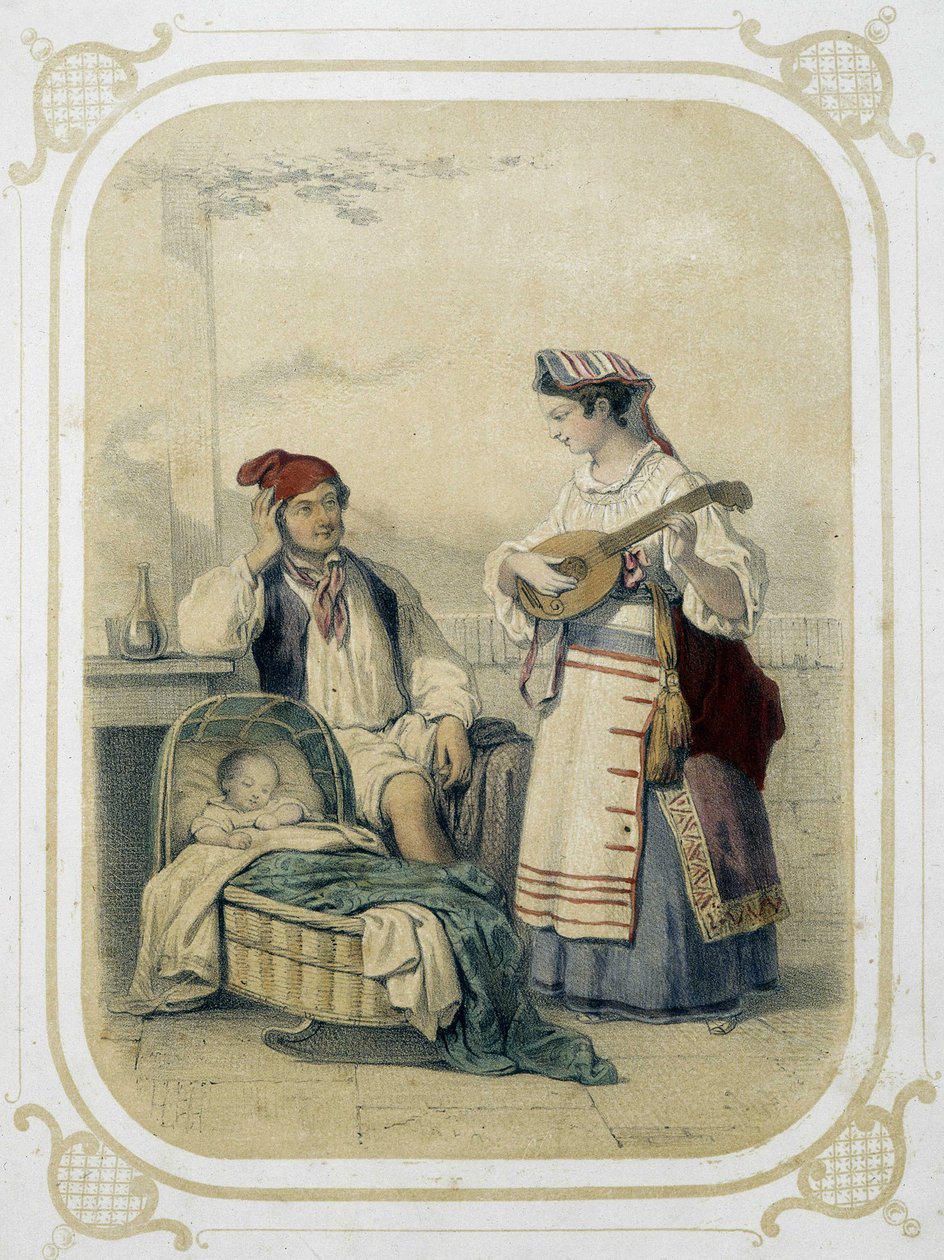 Family in the Kingdom of Naples, Italy - in 