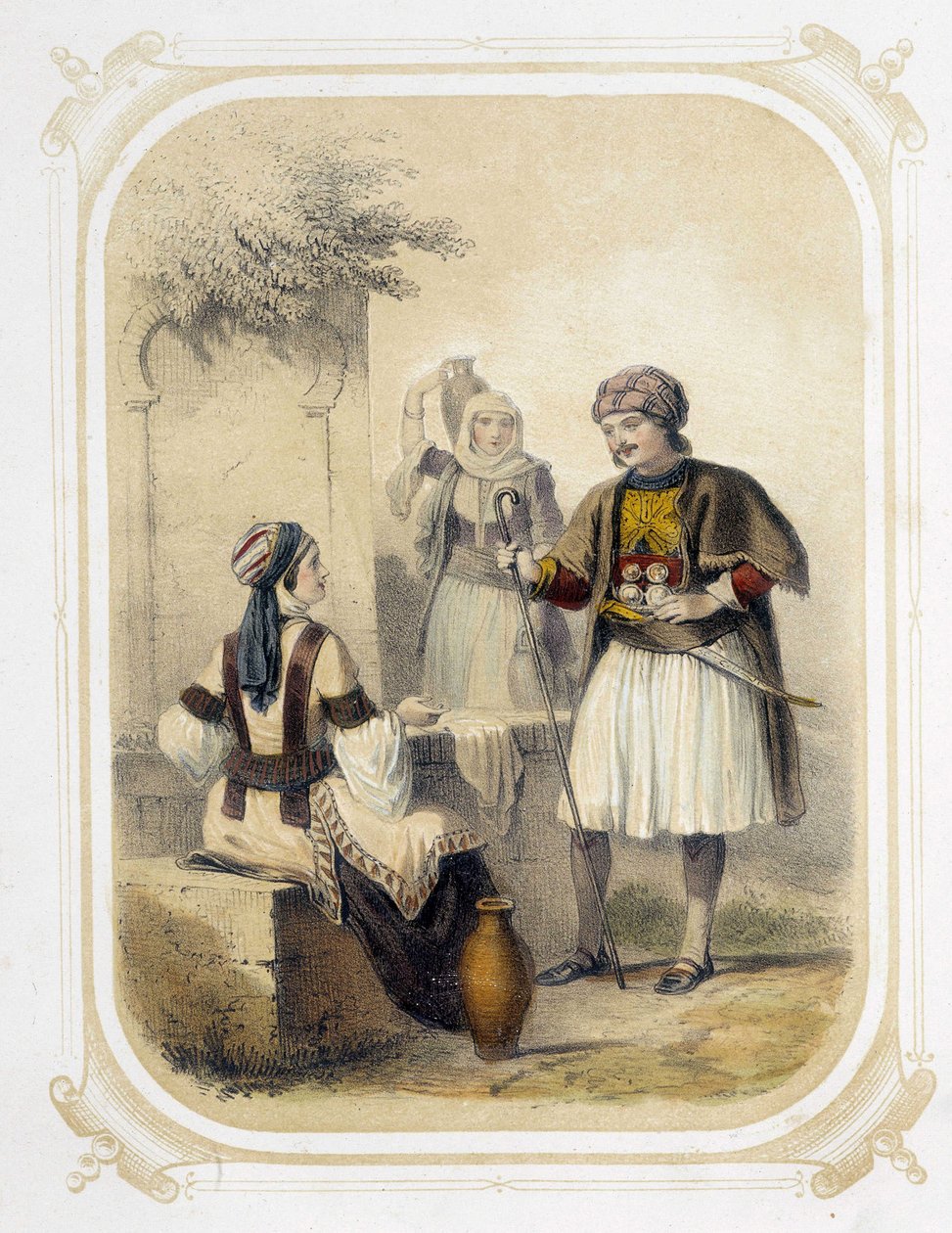 Inhabitants of Greece - in Album du jeune voyageur, illustrated by Louis Lassalle by Louis Simon Lassalle
